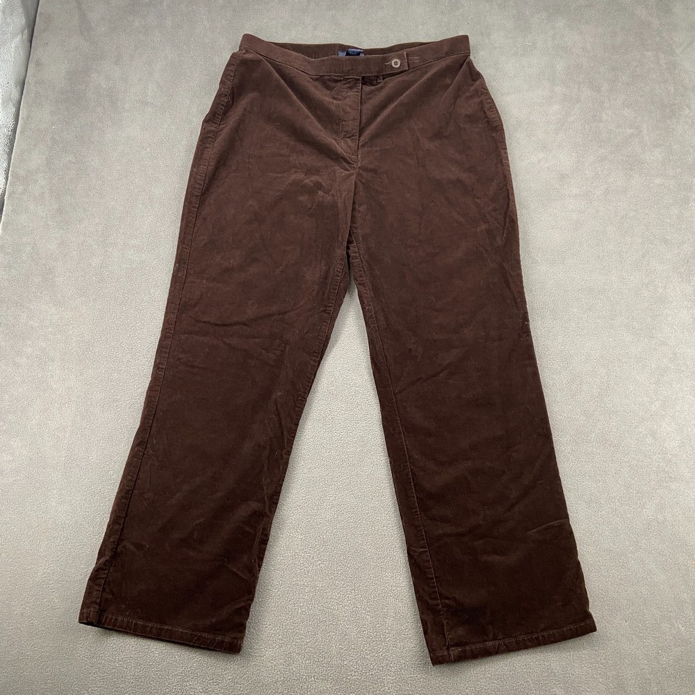 Westbound Dress Pants Women 14 Short Brown Corduroy Cotton Straight Leg Business